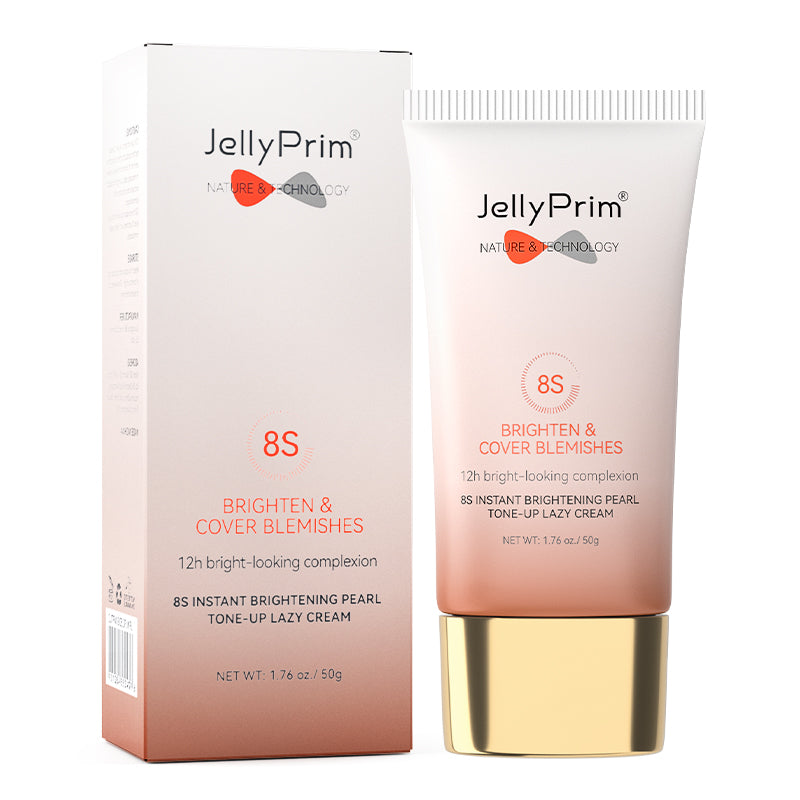 JellyPrim Whitening Lazy Cream 8s Instant Brightening Natural Pearl Moisturizer Skin Concealer Face Cream