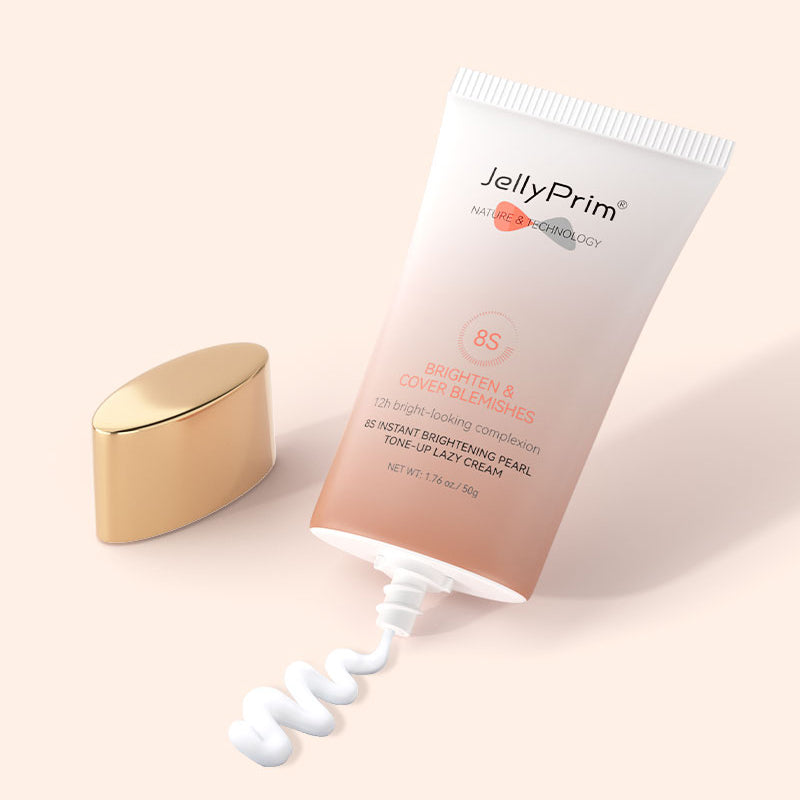 JellyPrim Whitening Lazy Cream 8s Instant Brightening Natural Pearl Moisturizer Skin Concealer Face Cream
