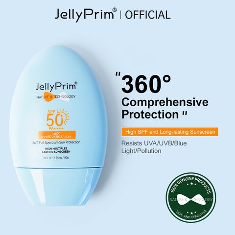 JellyPrim Sunscreen SPF50 PA++++ UV Sun Protection Lightweight Waterproof For Face Brightening Sunblock