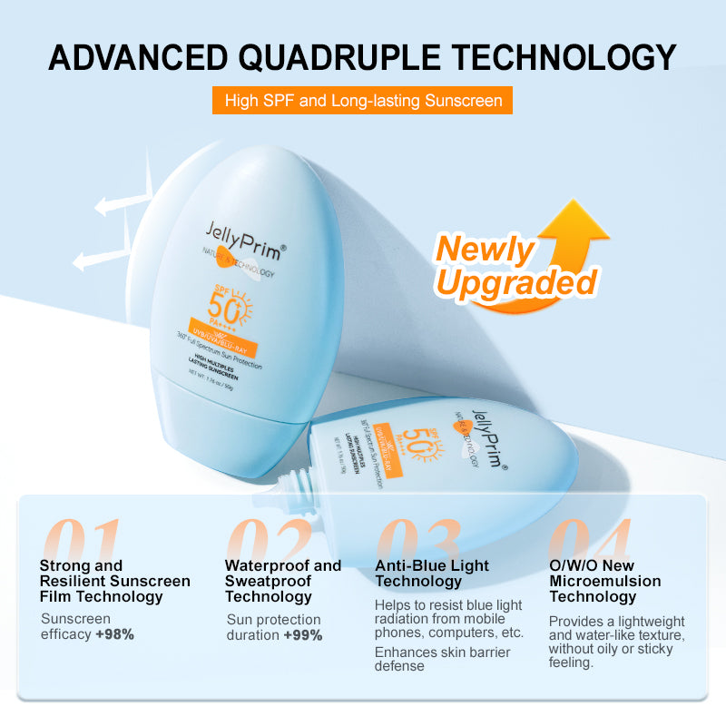 JellyPrim Sunscreen SPF50 PA++++ UV Sun Protection Lightweight Waterproof For Face Brightening Sunblock