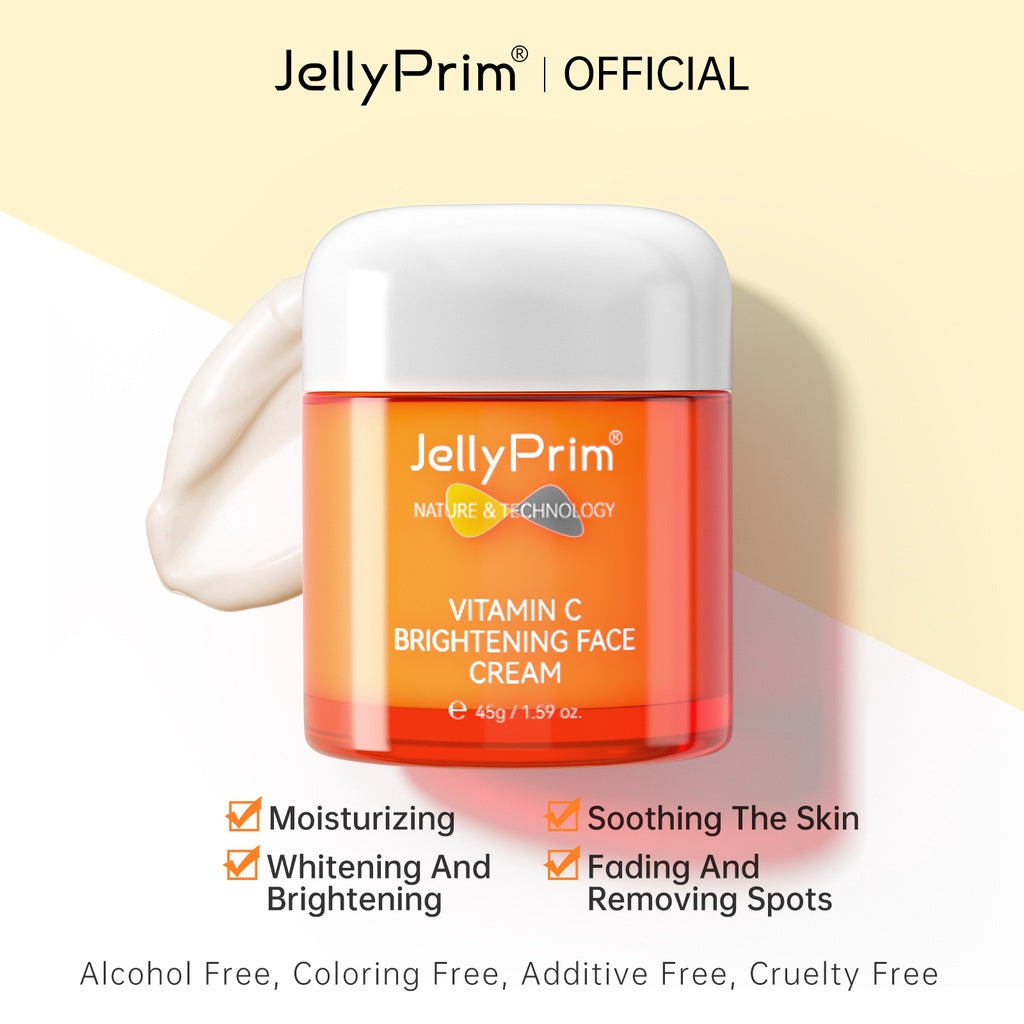 Jellyprim Vitamin C Whitening Set Brighten Skin Moisturizer Fade Spots Reduce Dullness 5 in 1 Skincare Set
