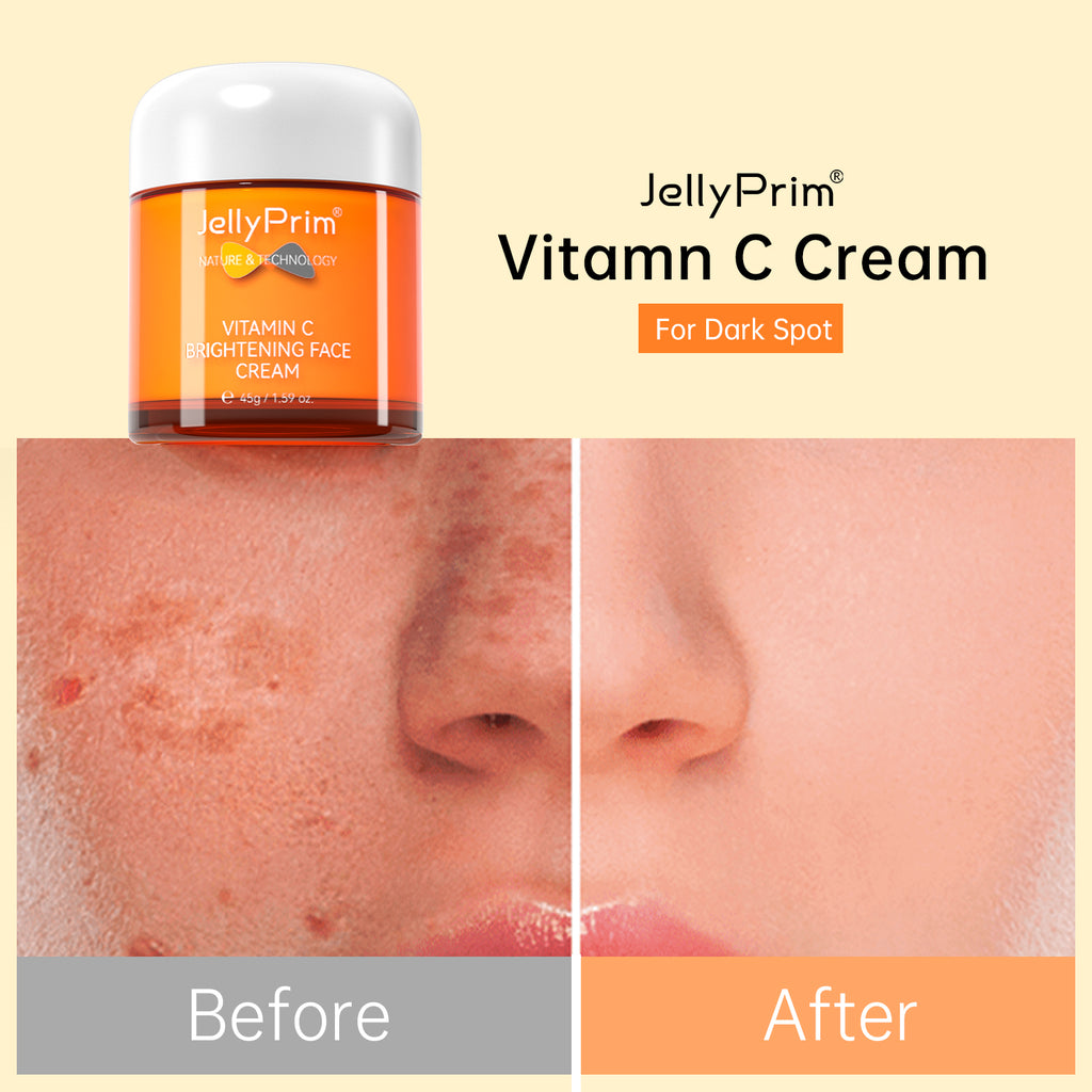 JellyPrim Vitamin C Whitening Face Cream Skin Care Moisturizer Anti Dark Spot Remover Skincare 45g
